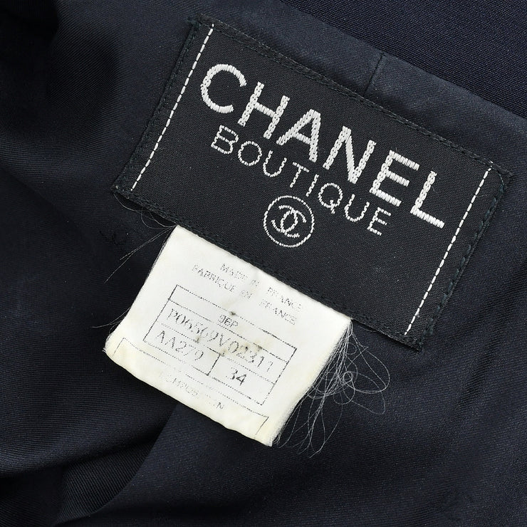 Chanel Single Breasted Jacket Navy 96P #34