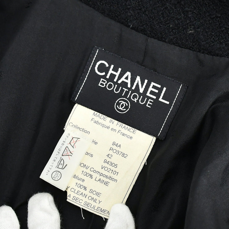 Chanel Double Breasted Jacket Black 94A #42