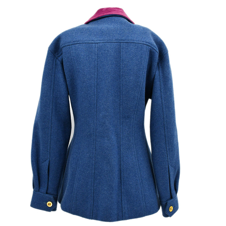 Chanel Single Breasted Jacket Blue 26 #40