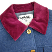 Chanel Single Breasted Jacket Blue 26 #40