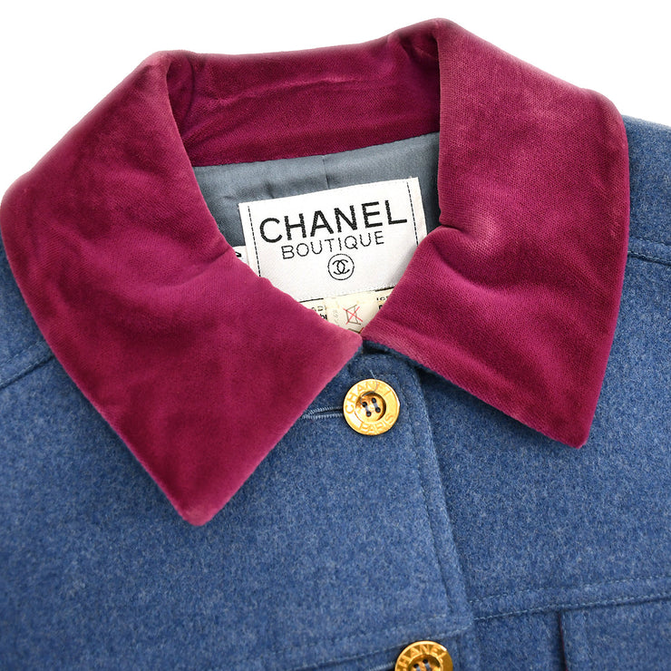 Chanel Single Breasted Jacket Blue 26 #40