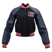 Chanel Spring Letterman Bomber Jacket Navy 04P #38