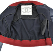 Chanel Spring Letterman Bomber Jacket Navy 04P #38