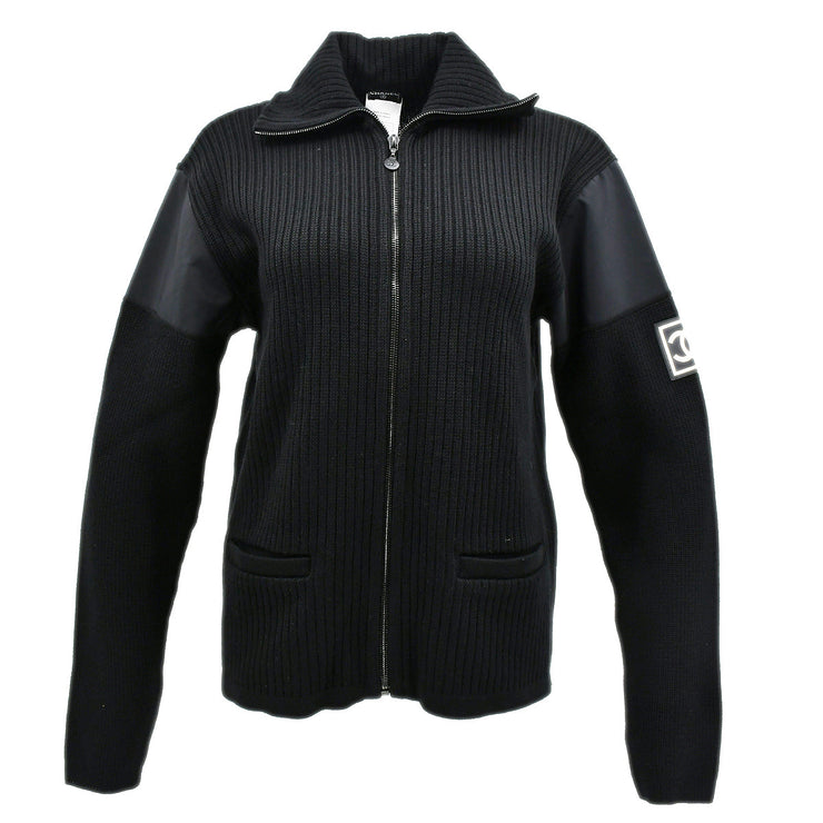 Chanel Sport Line Zip Up Jacket Black 02A #46