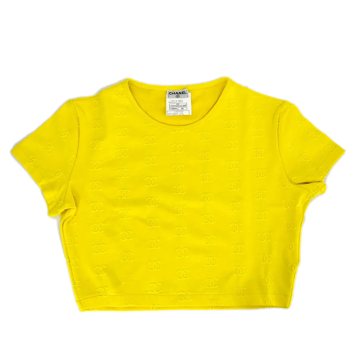 Chanel Cropped T-shirt Top Yellow 97P #40