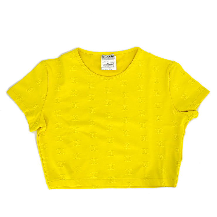 Chanel Cropped T-shirt Top Yellow 97P #40