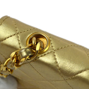 Chanel 1989-1991 Gold Lambskin Straight Flap Shoulder Bag