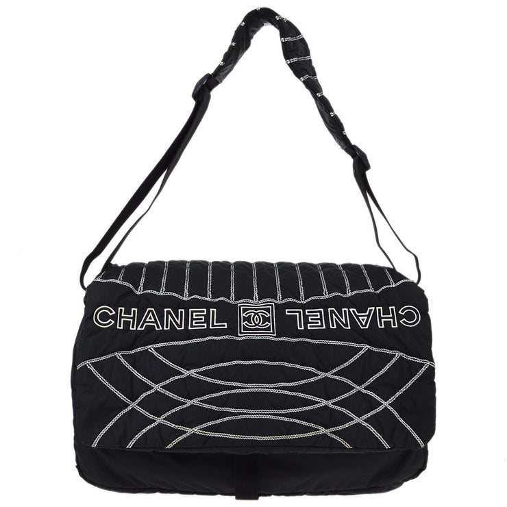 Chanel 2005-2006 Black Nylon Sport Line Messenger Bag