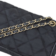 Chanel 2005-2006 Black Jacquard Nylon Travel Line Single Flap Shoulder Bag