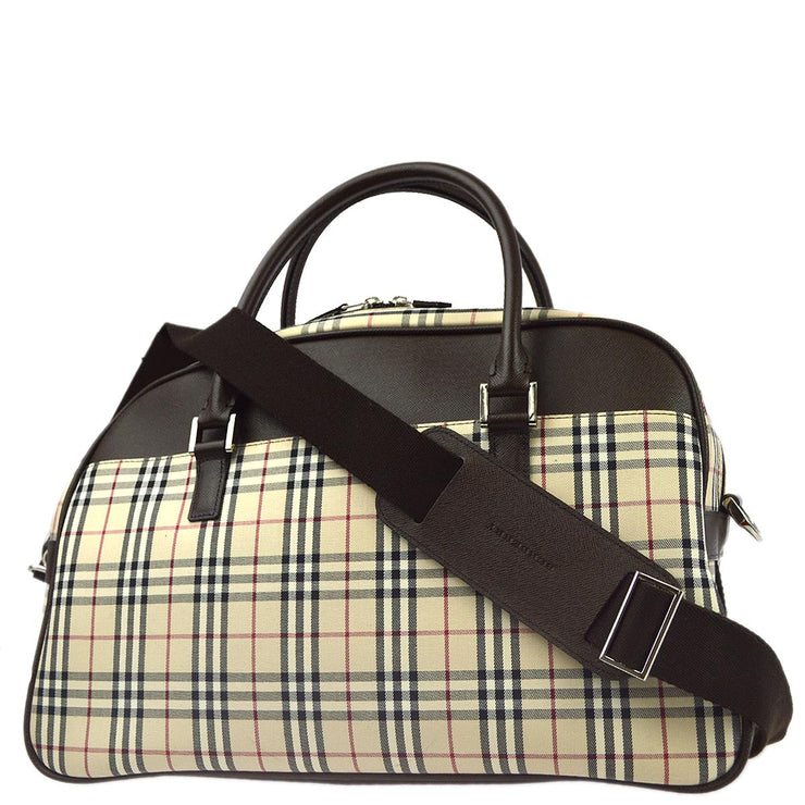 Burberry Beige Burberry Check 2way Duffle Handbag