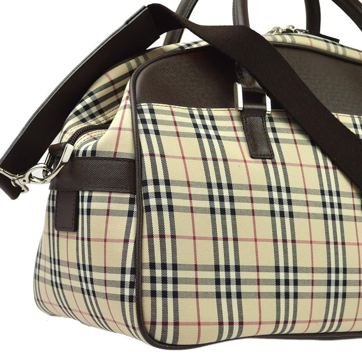 Burberry Beige Burberry Check 2way Duffle Handbag