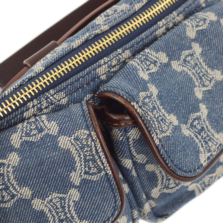 Celine Blue Denim Macadam Belt Bum Bag