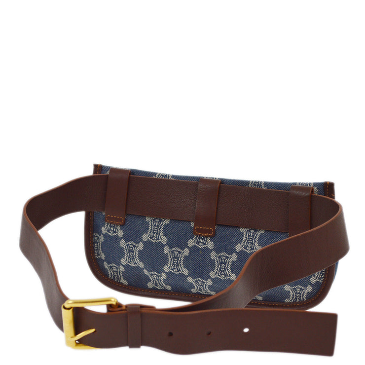 Celine Blue Denim Macadam Belt Bum Bag