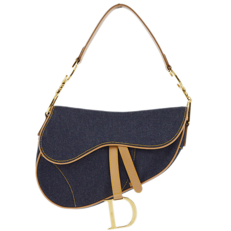 Christian Dior 2001 Blue Denim Saddle Handbag