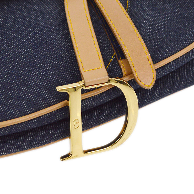 Christian Dior 2001 Blue Denim Saddle Handbag