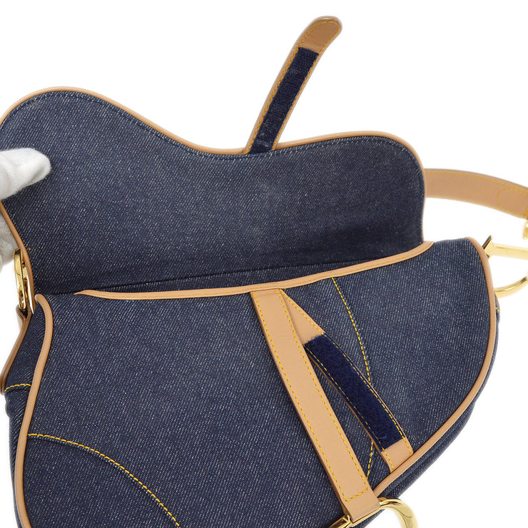 Christian Dior 2001 Blue Denim Saddle Handbag