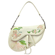 Christian Dior 2005 White Embroidered Saddle Handbag