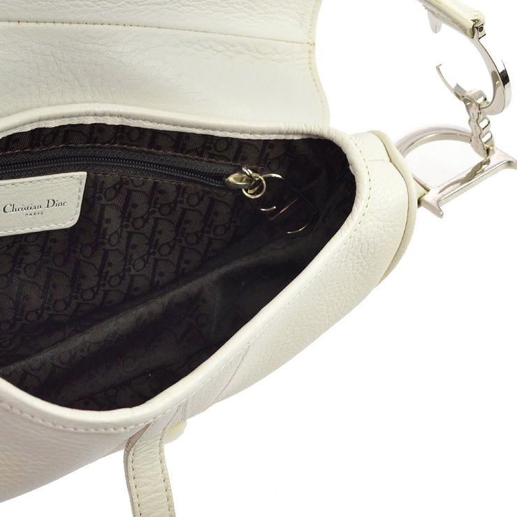 Christian Dior 2005 White Embroidered Saddle Handbag