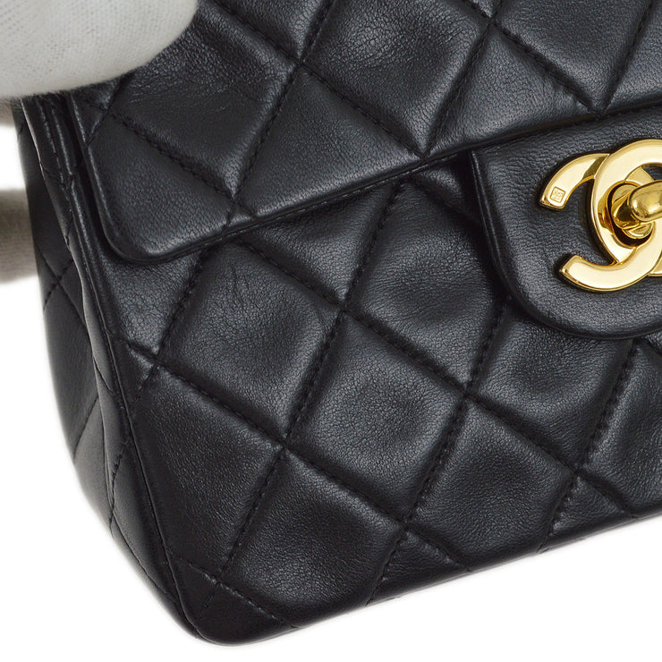 Chanel 1996-1997 Black Lambskin Mini Classic Square Flap Shoulder Bag 17