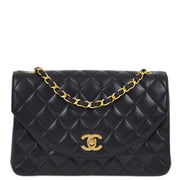 Chanel 1989-1991 Black Lambskin Single Flap Shoulder Bag