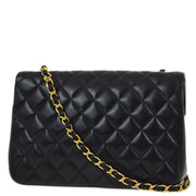 Chanel 1989-1991 Black Lambskin Single Flap Shoulder Bag