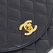 Chanel 1989-1991 Black Lambskin Single Flap Shoulder Bag