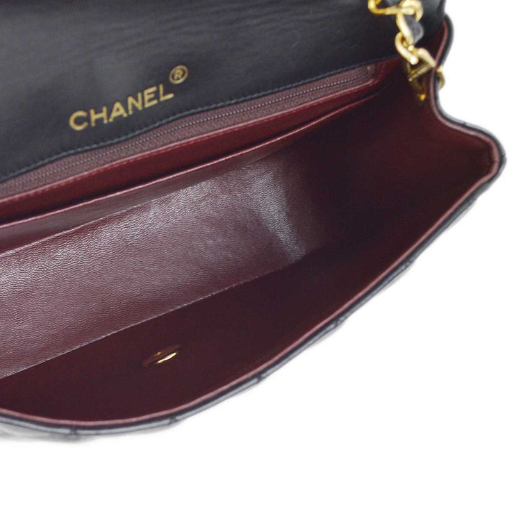 Chanel 1989-1991 Black Lambskin Single Flap Shoulder Bag