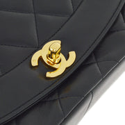 Chanel 1989-1991 Black Lambskin Medium Diana Shoulder Bag