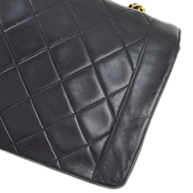 Chanel 1989-1991 Black Lambskin Medium Diana Shoulder Bag