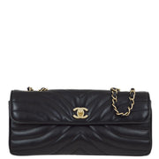 Chanel 2003-2004 Black Lambskin Straight Flap Shoulder Bag