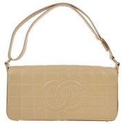 Chanel 2003-2004 Beige Lambskin Choco Bar Shoulder Bag