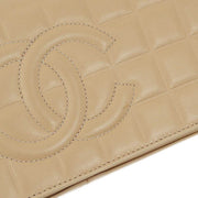 Chanel 2003-2004 Beige Lambskin Choco Bar Shoulder Bag