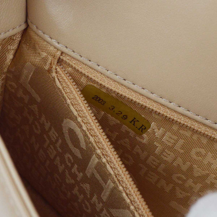 Chanel 2003-2004 Beige Lambskin Choco Bar Shoulder Bag