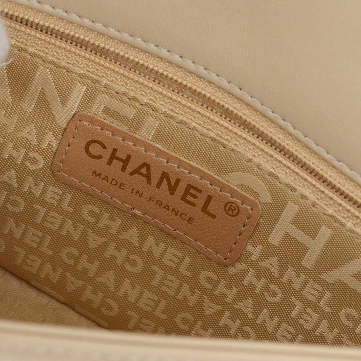 Chanel 2003-2004 Beige Lambskin Choco Bar Shoulder Bag