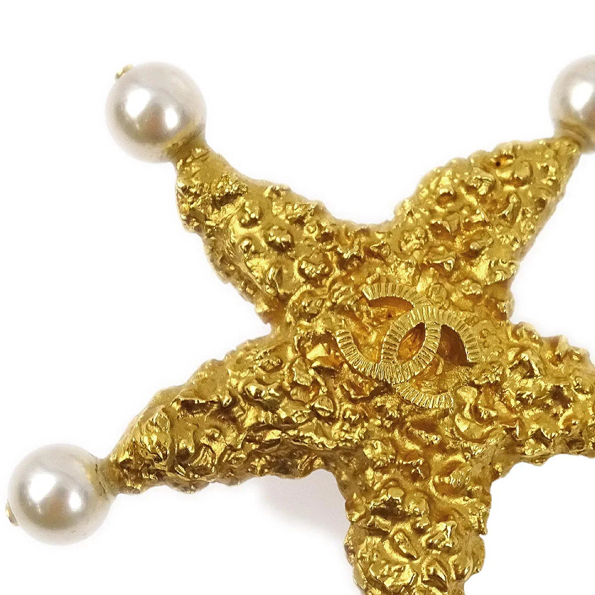 Chanel Costume Pearl Star Clip-On Earrings Gold 93C