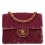 Chanel * 1994-1996 Pink Purple Velvet Mini Classic Square Flap Shoulder Bag 17