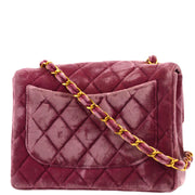 Chanel * 1994-1996 Pink Purple Velvet Mini Classic Square Flap Shoulder Bag 17