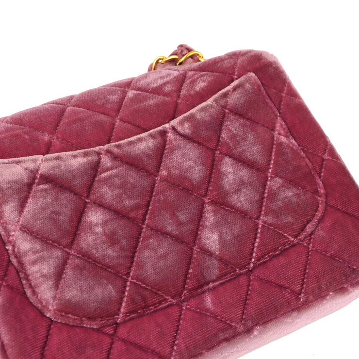 Chanel * 1994-1996 Pink Purple Velvet Mini Classic Square Flap Shoulder Bag 17