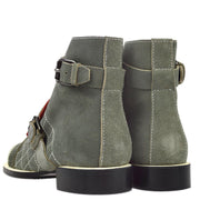 Chanel * Gray Suede Short Boots Shoes #37