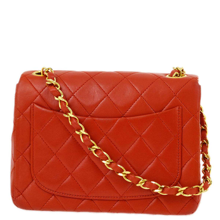 Chanel 1986-1988 Red Lambskin Mini Classic Square Flap Shoulder Bag 17