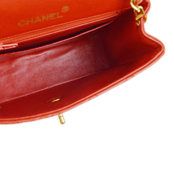 Chanel 1986-1988 Red Lambskin Mini Classic Square Flap Shoulder Bag 17