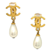 Chanel Costume Pearl Dangle Clip-On Earrings  97P