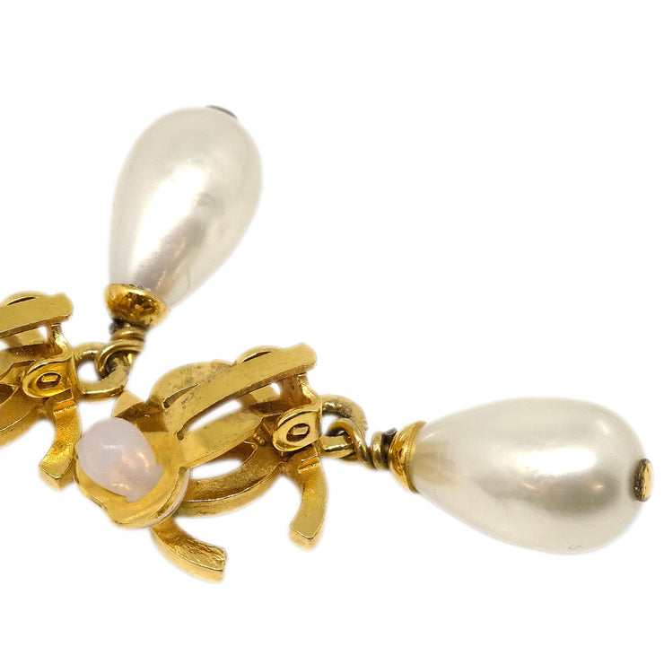 Chanel Costume Pearl Dangle Clip-On Earrings  97P