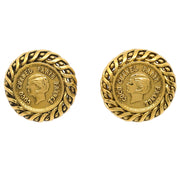 Chanel Gold Button Earrings Clip-On 96A