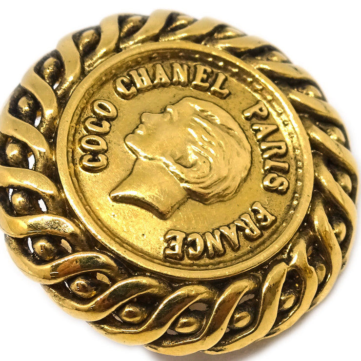 Chanel Gold Button Earrings Clip-On 96A