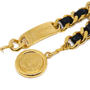 Chanel Gold Black Medallion Chain Belt 95P Small Good