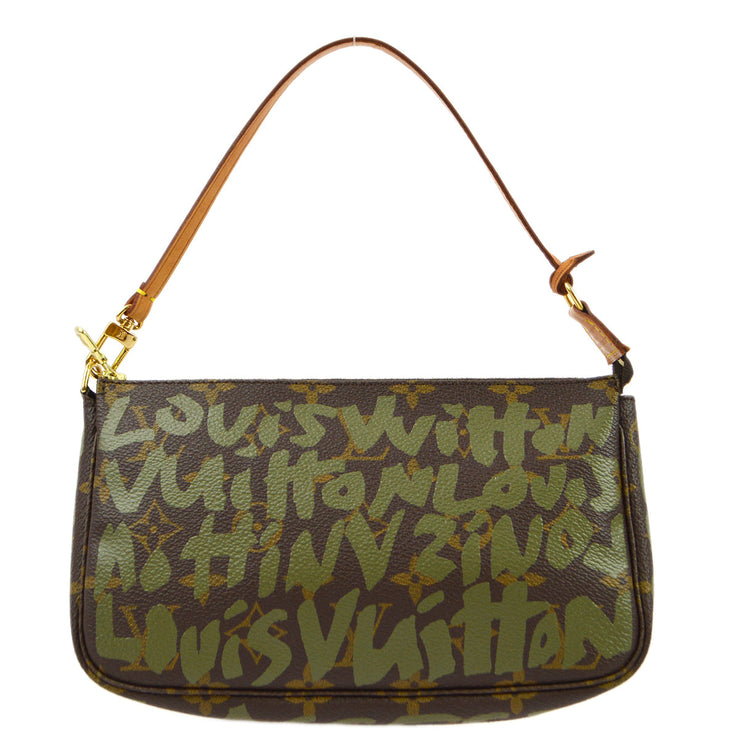 Louis Vuitton 2001 Khaki Graffiti Pochette Accessoires Handbag M92191