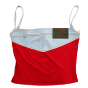 Christian Dior Cropped Camisole Top Blue Red #38