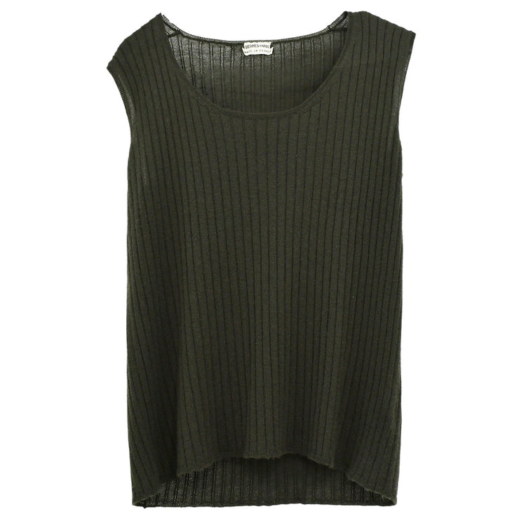 Hermes Ensemble Cardigan Sleeveless Top Khaki #ME