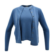 Hermes Ensemble Cardigan Sleeveless Top Blue #SM